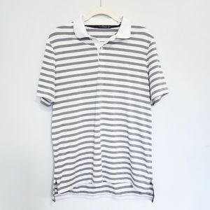 RLX Ralph Lauren Men's Golf Polo Shirt, Size Medium, Gray and White Striped